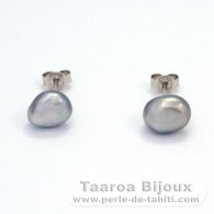 Boucles d'oreilles en Argent et 2 Keishis de Tahiti