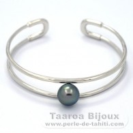 Bracelet en Argent et 1 Perle de Tahiti Ronde C 9.9 mm