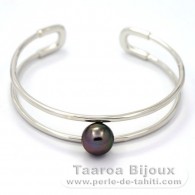 Bracelet en Argent et 1 Perle de Tahiti Ronde C 10 mm