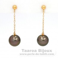 Boucles d'oreilles en Or 18K et 2 Perles de Tahiti Rondes B 8.2 mm