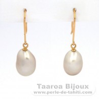 Boucles d'oreilles en Or 18K et 2 Keishis de Tahiti