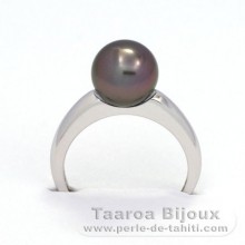 Bague en Argent et 1 Perle de Tahiti Ronde B 8.7 mm