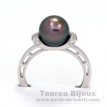 Bague en Argent et 1 Perle de Tahiti Ronde B 8.5 mm