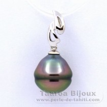 Pendentif en Argent et 1 Perle de Tahiti Cercle B 11.4 mm