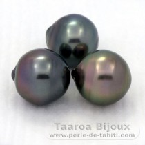Lot de 3 Perles de Tahiti Semi-Baroques C de 12.4 à 12.6 mm