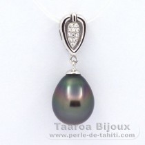 Pendentif en Argent et 1 Perle de Tahiti Semi-Baroque B 9.4 mm