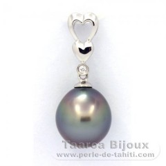 Pendentif en Argent et 1 Perle de Tahiti Semi-Baroque C 10.5 mm