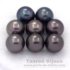 Lot de 8 Perles de Tahiti Rondes C de 9 à 9.2 mm