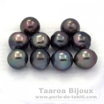 Lot de 10 Perles de Tahiti Semi-Baroques C de 8.5  8.8 mm