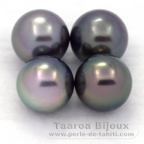 Lot de 4 Perles de Tahiti Rondes C de 9.1 à 9.4 mm