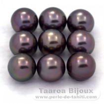 Lot de 9 Perles de Tahiti Rondes C de 8.5  8.8 mm