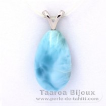 Pendentif en Argent et 1 Larimar - 18 x 11 x 7 mm - 2.4 gr