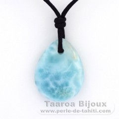 Collier en Coton et 1 Larimar - 20 x 16 x 5.8 mm - 3.1 gr