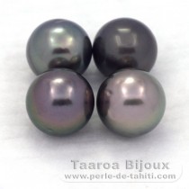 Lot de 4 Perles de Tahiti Rondes D de 9  9.4 mm