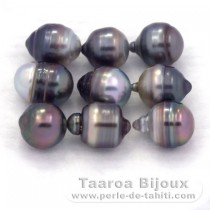 Lot de 9 Perles de Tahiti Cerclées C/D de 8 à 8.4 mm