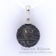 Pendentif en Argent et 1 Perle de Tahiti Grave 12.5 mm