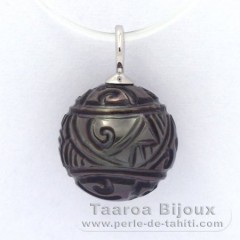 Pendentif en Argent et 1 Perle de Tahiti Grave 11.2 mm