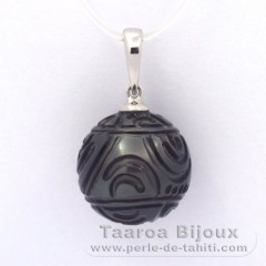 Pendentif en Argent et 1 Perle de Tahiti Grave 13.3 mm