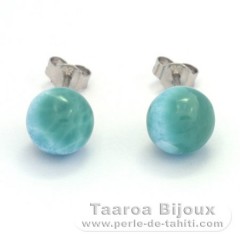 Boucles d'oreilles en Argent et 2 Larimars - 2 gr