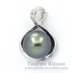 Pendentif en Argent et 1 Perle de Tahiti Semi-Baroque B 10.8 mm