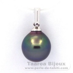 Pendentif en Or blanc 18K et 1 Perle de Tahiti Semi-Baroque A 9.5 mm