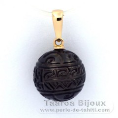 Pendentif en Or 18K et 1 Perle de Tahiti Grave 12 mm