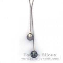 Collier en Argent et 2 Perles de Tahiti Cercles C 13 et 13.1 mm