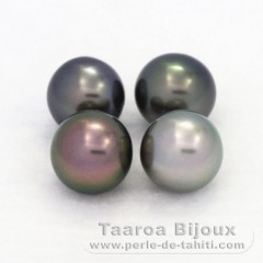 Lot de 4 Perles de Tahiti Rondes C de 8.5  8.8 mm