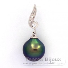 Pendentif en Argent et 1 Perle de Tahiti Semi-Baroque B+ 9.4 mm