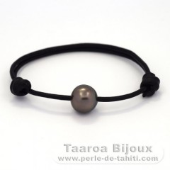 Bracelet en Cuir et 1 Perle de Tahiti Semi-Baroque B 11.7 mm