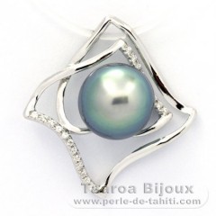 Pendentif en Argent et 1 Perle de Tahiti Semi-Baroque B 9.6 mm