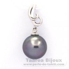 Pendentif en Argent et 1 Perle de Tahiti Ronde C 10.5 mm