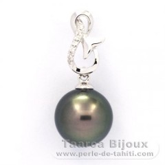 Pendentif en Argent et 1 Perle de Tahiti Ronde C 10.5 mm