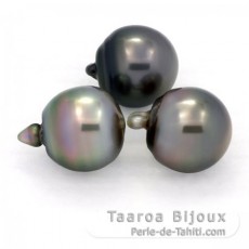 Lot de 3 Perles de Tahiti Semi-Baroques C de 12  12.2 mm