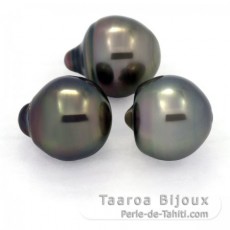 Lot de 3 Perles de Tahiti Semi-Baroques B 10.2 mm