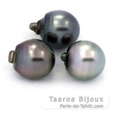 Lot de 3 Perles de Tahiti Semi-Baroques C 12.2 mm