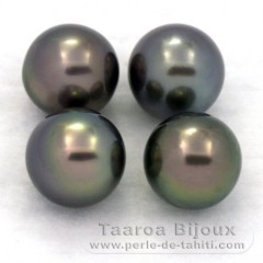Lot de 4 Perles de Tahiti Rondes C de 9.2  9.3 mm