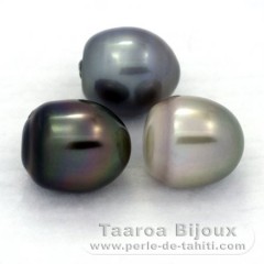 Lot de 3 Perles de Tahiti Semi-Baroques C de 12.2 à 12.4 mm