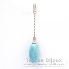 Pendentif en Argent et 1 Larimar - 13 x 7 mm - 1.07 gr