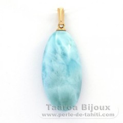 Pendentif en Or 18K et 1 Larimar - 25.5 x 13 x 7.5 mm - 3.97 gr