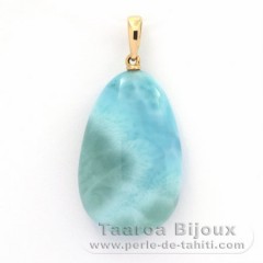 Pendentif en Or 18K et 1 Larimar - 26.7 x 17 x 7.4 mm - 5.75 gr