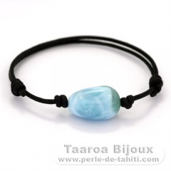 Bracelet en Coton et 1 Larimar - 19 x 12 x 11 mm - 4.1 gr