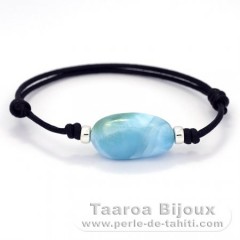 Bracelet en Coton et 1 Larimar - 22.5 x 13 x 8.6 mm - 4.5 gr