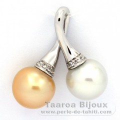 Pendentif en Argent et 2 Perles d'Australie Semi-Baroque B et C 11 mm