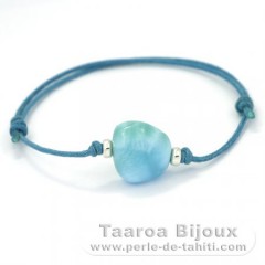 Bracelet en Coton et 1 Larimar - 13 x 14 x 7.6 mm - 2.38 gr