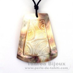 Pendentif en nacre de Tahiti et Collier en coton