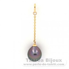 Pendentif en Or 18K et 1 Perle de Tahiti Semi-Baroque A 8.6 mm