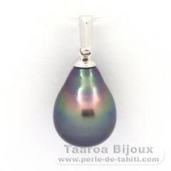 Pendentif en Or blanc 18K et 1 Perle de Tahiti Semi-Baroque B 9.3 mm