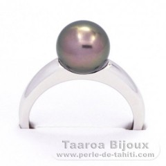 Bague en Argent et 1 Perle de Tahiti Ronde B 8.7 mm