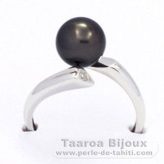 Bague en Argent et 1 Perle de Tahiti Ronde B 8.3 mm